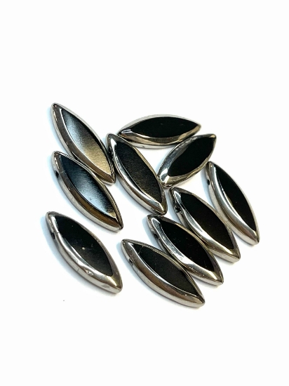 Picture of Glass Drop 22x8mm Black Silver x10