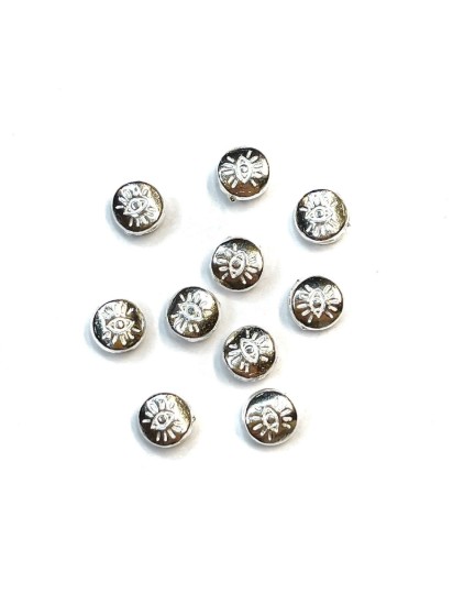 Picture of Metal Space Bead Eye 6mm Silver Plate x10