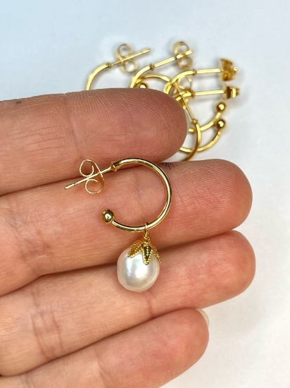 Picture of Premium Ear Stud Half Hoop 15mm Gold Plate x2 