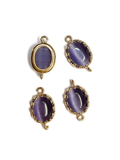 Picture of Connector Cat Eye Glass 12x10mm Purple x1