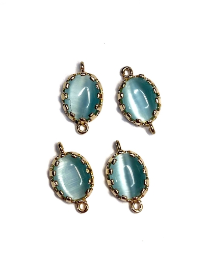 Picture of Connector Cat Eye Glass 12x10mm Blue x1