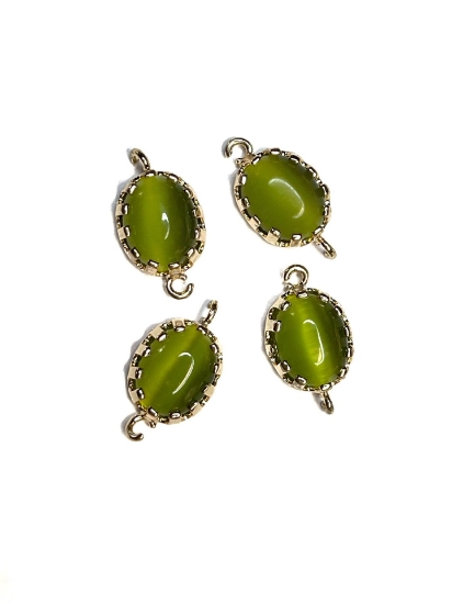 Picture of Connector Cat Eye Glass 12x10mm Green x1