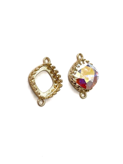 Picture of Premium Pendant Crown 4470 12mm square w/ 2 loops 24Kt Gold Plate x1