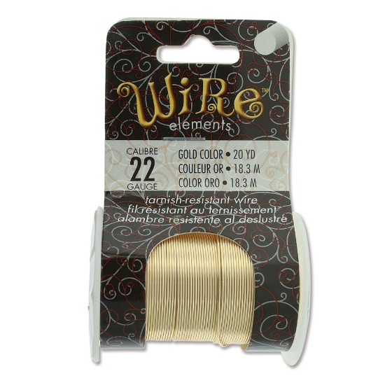 Picture of Wire Lacquered Tarnish Resistant 22 Gauge (.64mm) Gold x18.3m