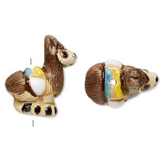 Picture of Ceramic Bead hand-painted Lama x1
