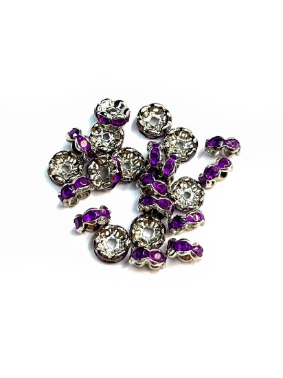 Picture of Rondelle Strass 6mm Rhodium/Purple x10