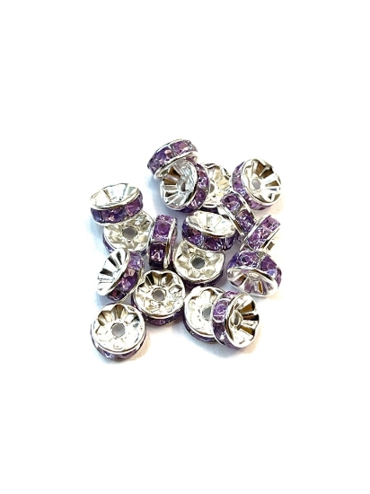 Picture of Rondelle Strass 8mm Zilver/Violet x10