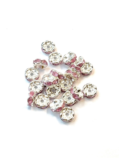 Picture of Rondelle Strass 8mm Zilver/Light Rose x10 