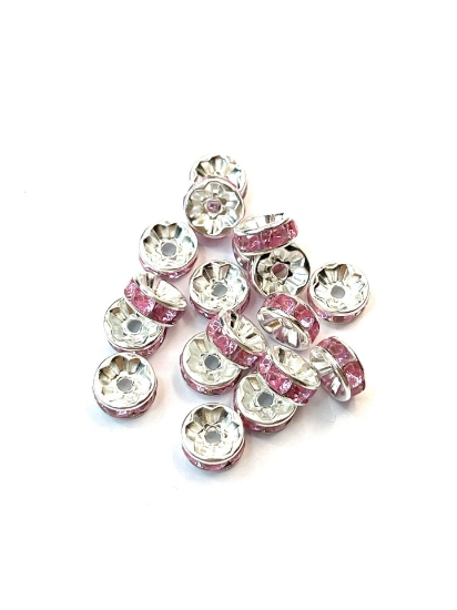 Picture of Rondelle Strass 8mm Zilver/Rose x10