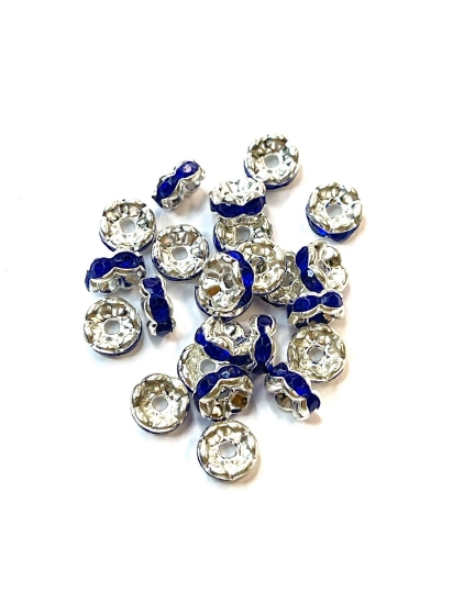 Picture of Rondelle Strass 8mm Zilver/Cobalt x10