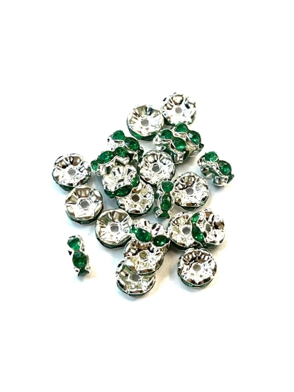 Picture of Rondelle Strass 8mm Zilver/Green x10