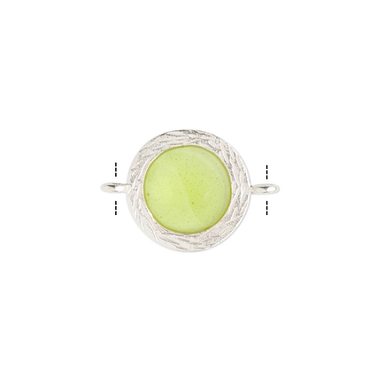 Picture of 925 Silver Enamel round Link 14mm Green x1