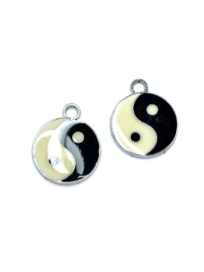 Image de Charm Ying Yang 22x18mm Epoxy and Silver x1