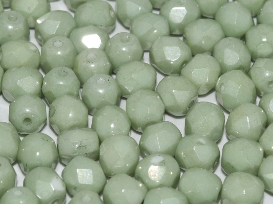 Picture of Fire-Polished 6mm Chalk White Mint Luster x25
