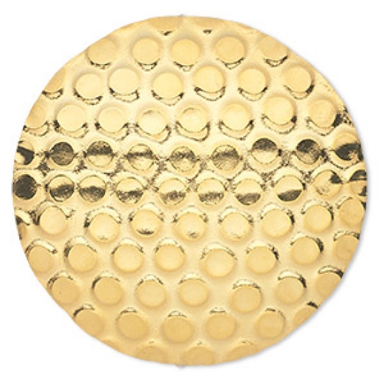 Picture of Hill Tribes Brass Pendant 47mm single-sided embossed round w/ hidden Bail Gold Plate x1