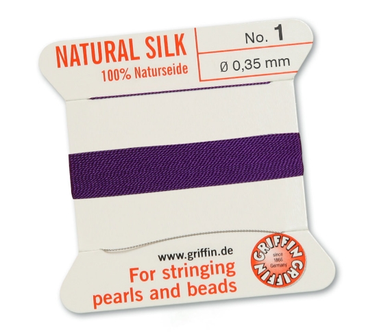 Picture of Griffin Silk Beading Cord & Needle size #1 - 0,35mm Amethyst x2m
