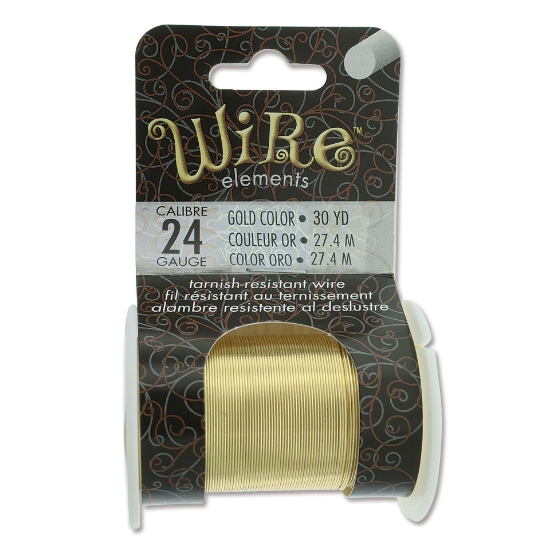 Picture of Wire Lacquered Tarnish Resistant 24 Gauge (.51mm) Gold x27.4m