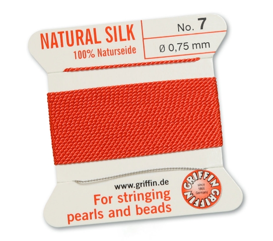 Picture of Griffin Silk Beading Cord & Needle size #7 - 0.75mm Coral x2m