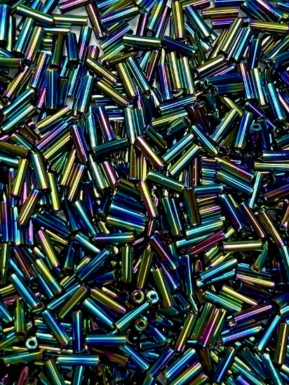 Picture of Matsuno Bugle Bead 6mm 552 Transparent Rainbow Multi Iris x10g