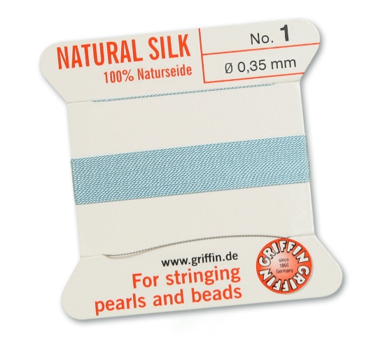Picture of Griffin Silk Beading Cord & Needle size #1 - 0,35mm Turquoise x2m
