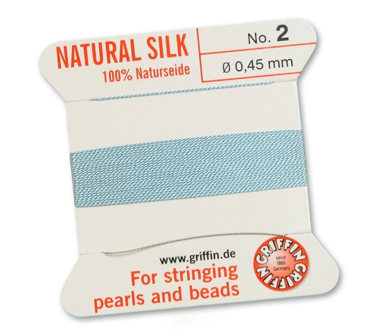 Picture of Griffin Silk Beading Cord & Needle size #2 - 0,45mm Turquoise x2m