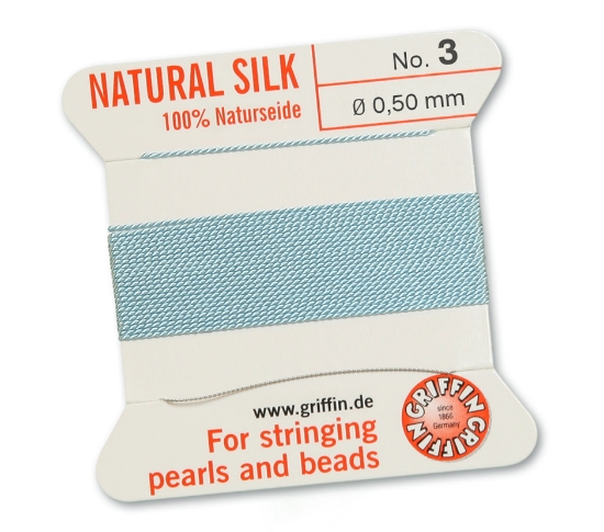 Picture of Griffin Silk Beading Cord & Needle size #3 - 0,50mm Turquoise x2m