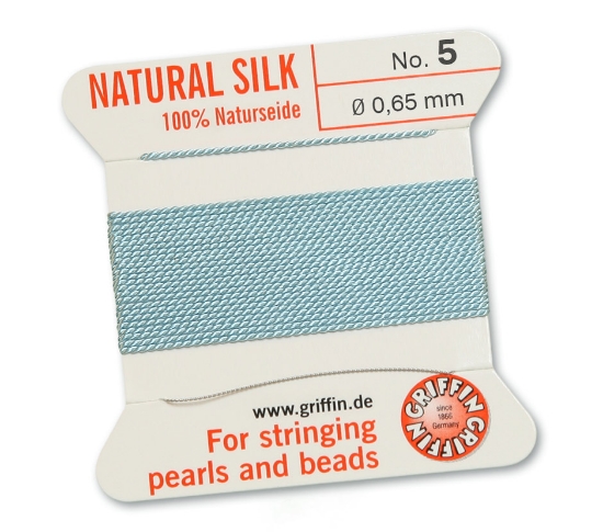 Picture of Griffin Silk Beading Cord & Needle size #5 - 0,65mm Turquoise x2m