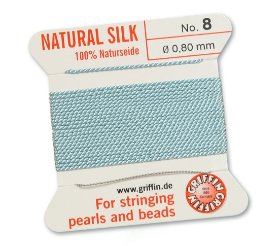 Picture of Griffin Silk Beading Cord & Needle size #8 - 0,80mm Turquoise x2m