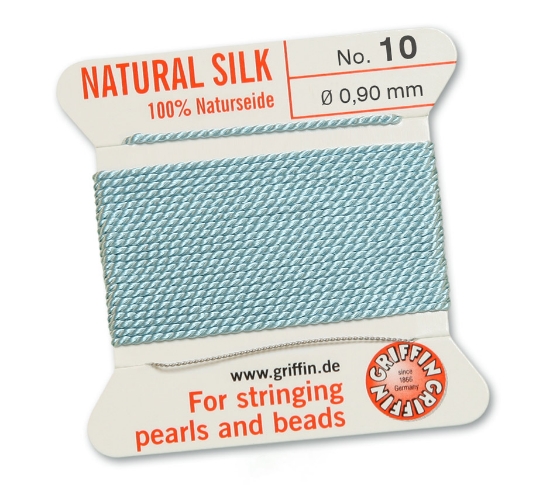 Picture of Griffin Silk Beading Cord & Needle size #10 - 0,90mm Turquoise x2m