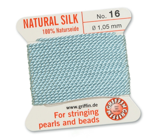 Picture of Griffin Silk Beading Cord & Needle size #16 - 1,05mm Turquoise x2m