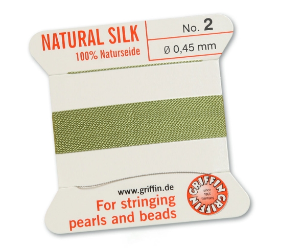Picture of Griffin Silk Beading Cord & Needle size #2 - 0,45mm Jade Green x2m