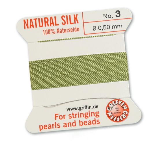Picture of Griffin Silk Beading Cord & Needle size #3 - 0,50mm Jade Green x2m