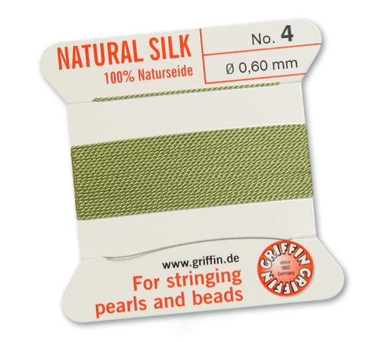 Picture of Griffin Silk Beading Cord & Needle size #4 - 0,60mm Jade Green x2m