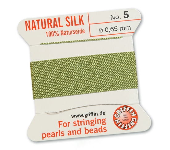 Picture of Griffin Silk Beading Cord & Needle size #5- 0,65mm Jade Green x2m