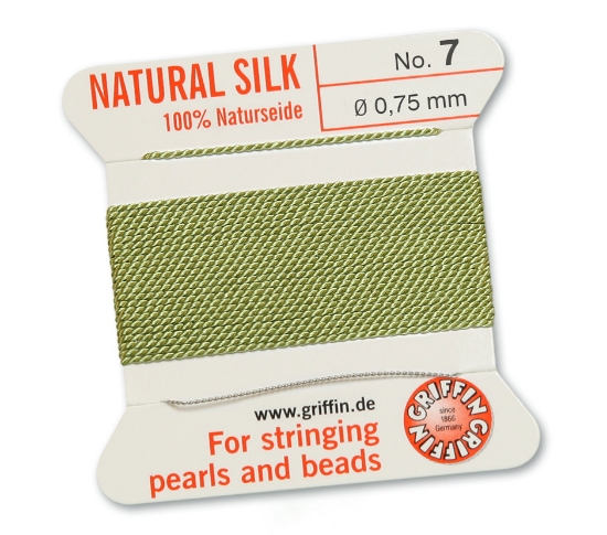 Picture of Griffin Silk Beading Cord & Needle size #7- 0,75mm Jade Green x2m