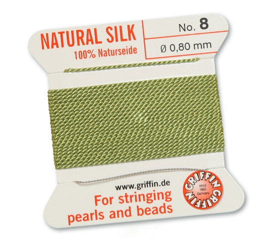 Picture of Griffin Silk Beading Cord & Needle size #8- 0,80mm Jade Green x2m 