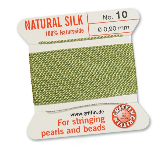 Picture of Griffin Silk Beading Cord & Needle size #10- 0,90mm Jade Green x2m