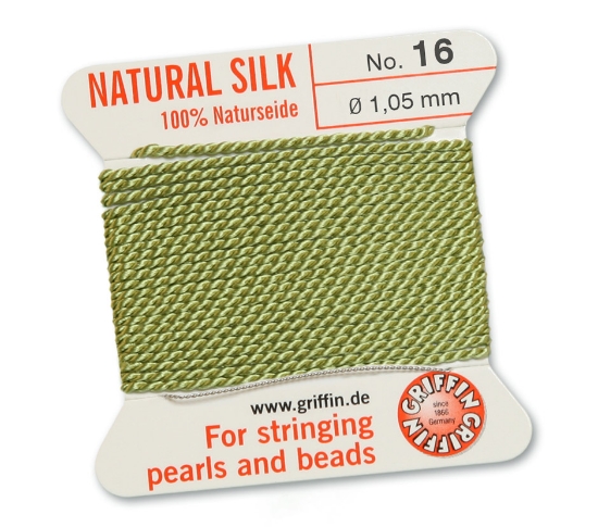 Picture of Griffin Silk Beading Cord & Needle size #16 - 1,05mm Jade Green x2m