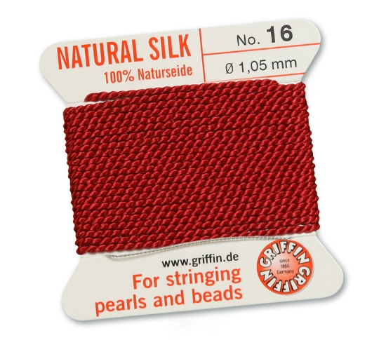 Picture of Griffin Silk Beading Cord & Needle size #16 - 1,05mm Garnet x2m