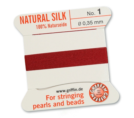 Picture of Griffin Silk Beading Cord & Needle size #1 - 0,35mm Garnet x2m
