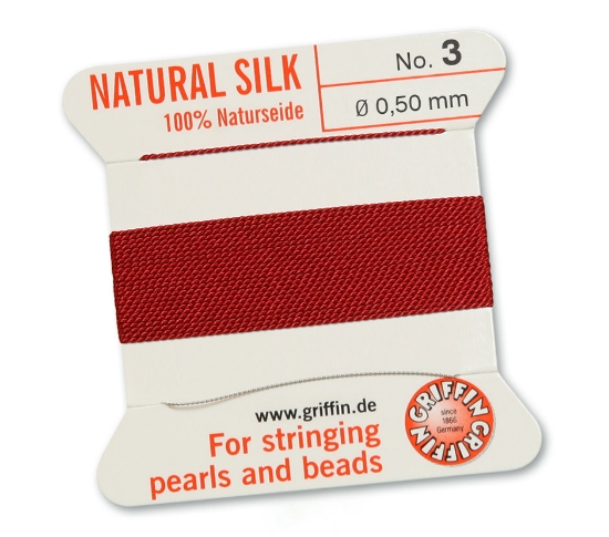 Picture of Griffin Silk Beading Cord & Needle size #3 - 0,50mm Garnet x2m