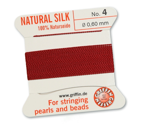 Picture of Griffin Silk Beading Cord & Needle size #4 - 0,60mm Garnet x2m