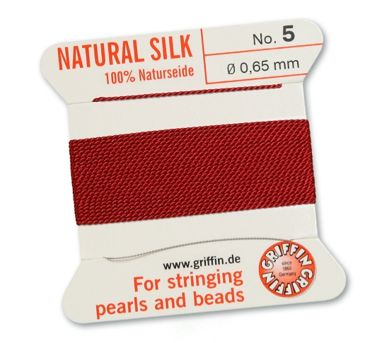 Picture of Griffin Silk Beading Cord & Needle size #5 - 0,65mm Garnet x2m