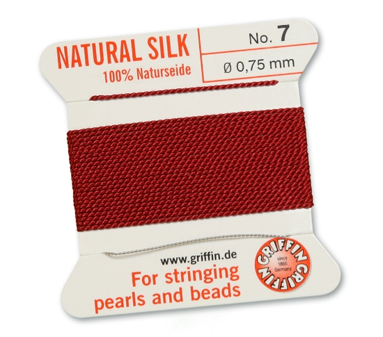 Picture of Griffin Silk Beading Cord & Needle size #7 - 0,75mm Garnet x2m