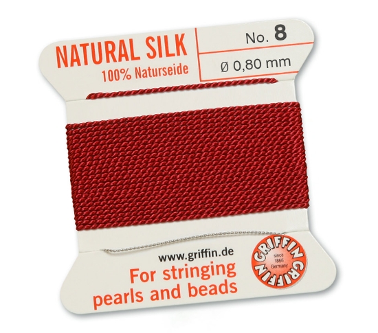 Picture of Griffin Silk Beading Cord & Needle size #8 - 0,80mm Garnet x2m