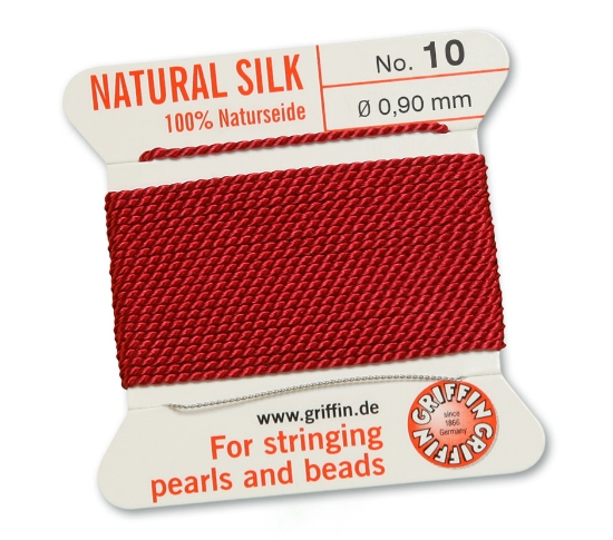 Picture of Griffin Silk Beading Cord & Needle size #10 - 0,90mm Garnet x2m