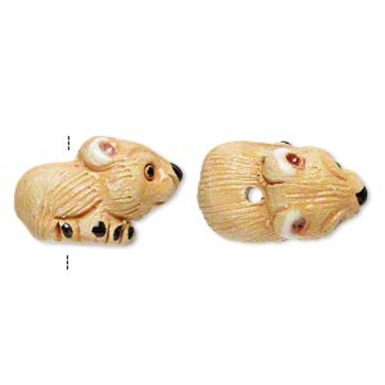 Picture of Ceramic Bead hand-painted Wombat 20x12mm x1