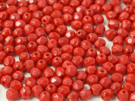 Picture of Fire-Polished 3mm Opaque Red x100