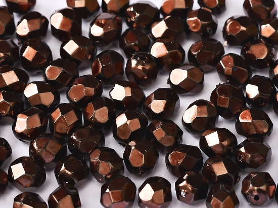 Picture of Fire-Polished 3mm Jet Heavy Metal Dark Sienna x100