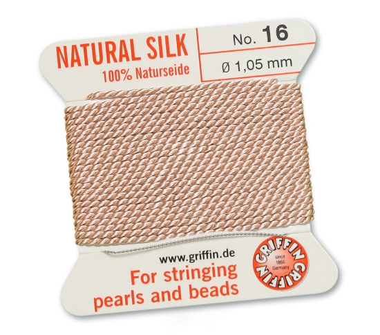 Picture of Griffin Silk Beading Cord & Needle size #16 - 1,05mm Light Pink x2m
